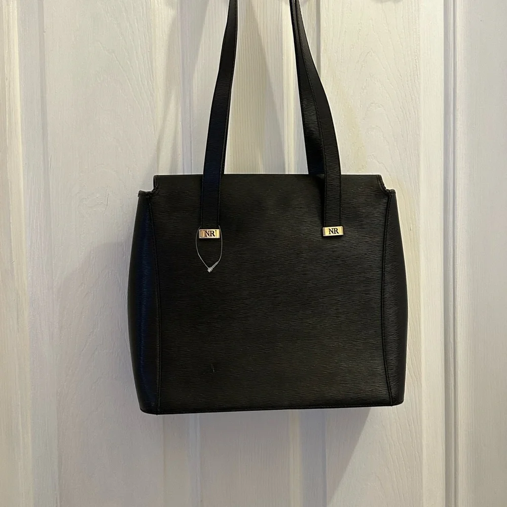 Nina Ricci Black Shoulder Bag with Structured Design and Gold Hardware